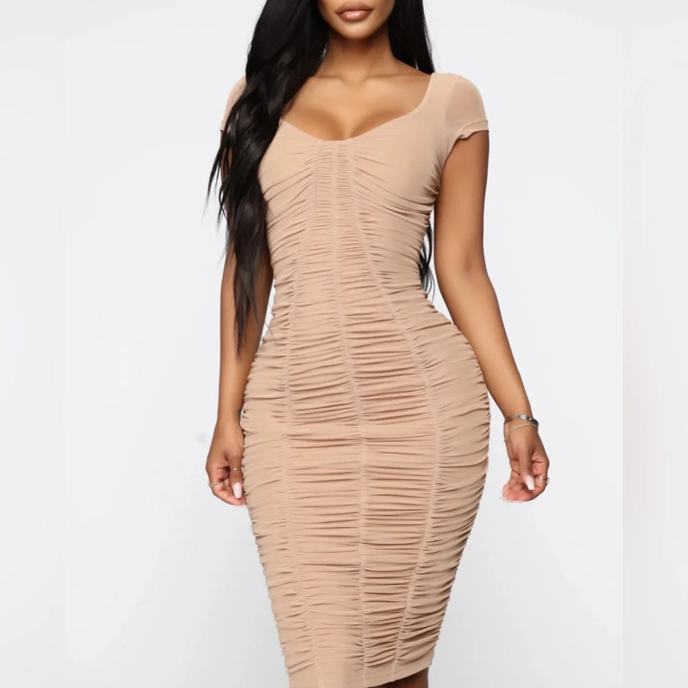 NWT Ruched Midi Dress - Picture 1 of 5